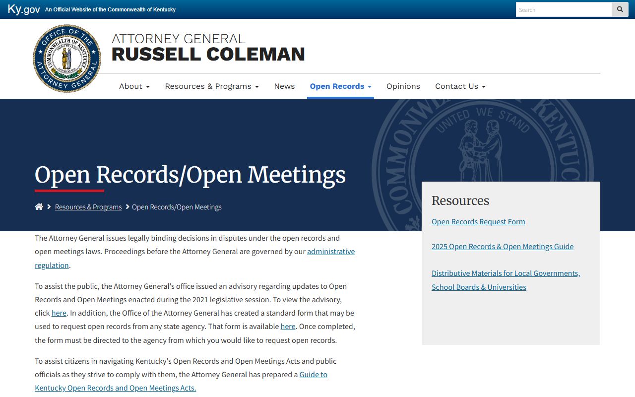 Kentucky Attorney General Open Resources for Busted Mugshots