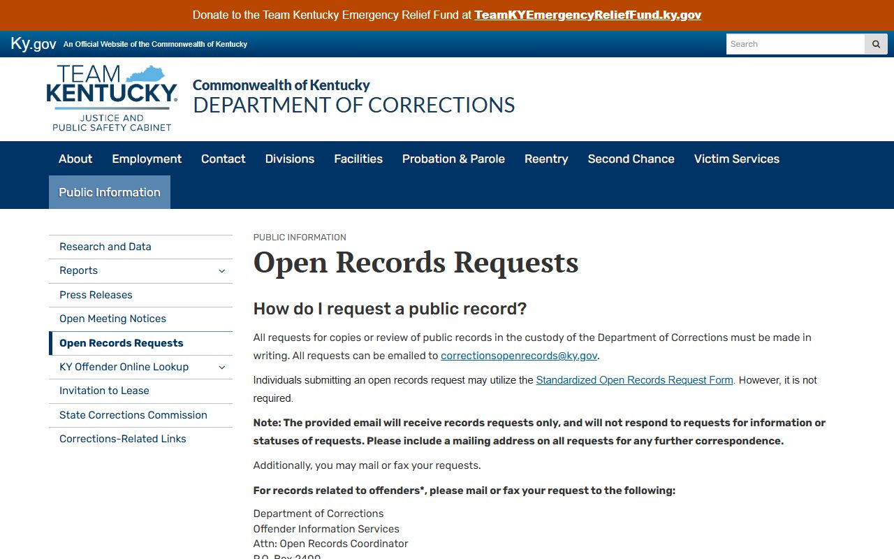Kentucky DOC Open Records for Busted Mugshots