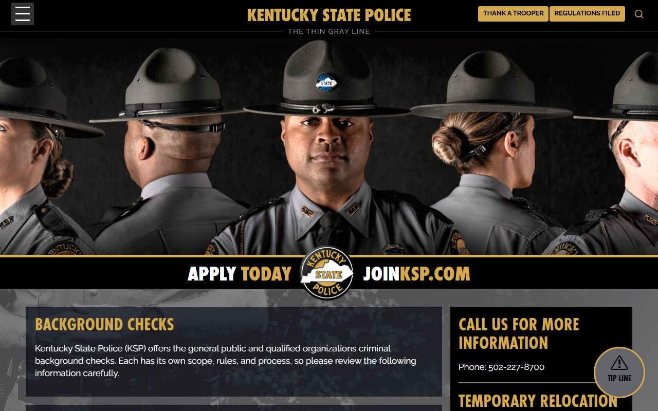 Kentucky State Police background checks for Busted Mugshots
